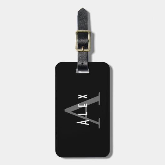 Berufliche Schwarz-Weiß-Monogramm-Initialen Gepäckanhänger (Vorderseite vertikal)