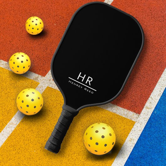 Berufliche Schwarz-Weiß-Monogramm-Initialen Pickleball Schläger