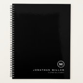 Berufliche Schwarz-Weiß-Monogramm Planer (Vorderseite)