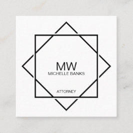 Berufliche Schwarz/Weiß-Visitenkarte für Monogramm Quadratische Visitenkarte