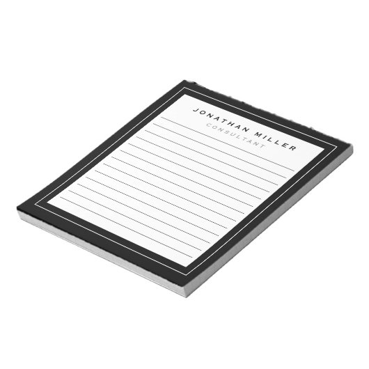 Berufliche Schwarz-weiße Linde | Name Notizblock (Rotiert)