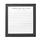 Berufliche Schwarz-weiße Linde | Name Notizblock (Vorderseite)