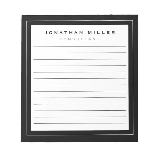 Berufliche Schwarz-weiße Linde | Name Notizblock (Vorderseite)