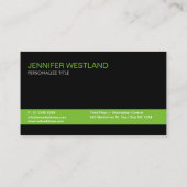 Berufliche Schwarze Minimalistische Grüne Linie Visitenkarte (Rückseite)