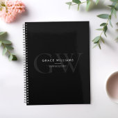 Berufliche Schwarze Monogramm-Initialen Planer