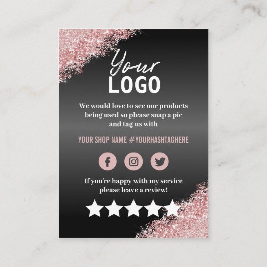 Berufliche Schwarze Rose Gold Danke Einlegen Karte (Rückseite)