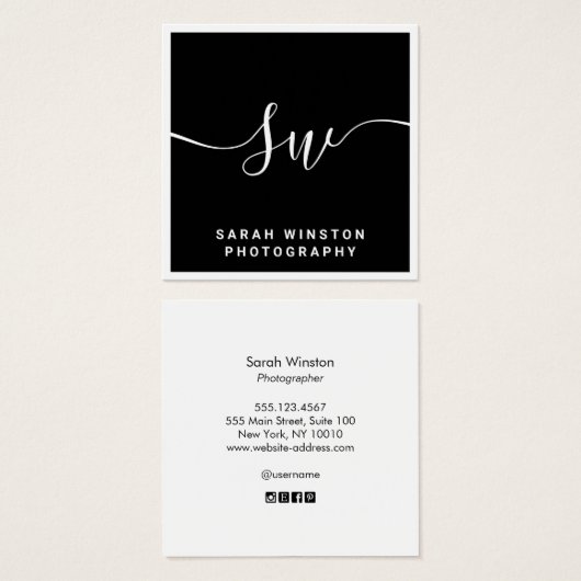 Berufliche Schwarze Signatur-Script-Monogramm (Vorne & Hinten)