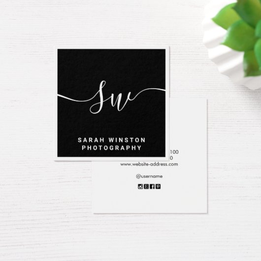 Berufliche Schwarze Signatur-Script-Monogramm (Schreibtisch)