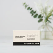 Berufliche schwarze Streifenfirma ecru Visitenkarte (Stehend Vorderseite)