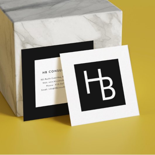 Berufliche Schwarzweiß-Logos Quadratische Visitenkarte