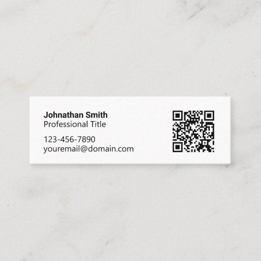 Berufliche Schwarzweiß-QR-Code-Rufkarte Mini Visitenkarte (Vorderseite)