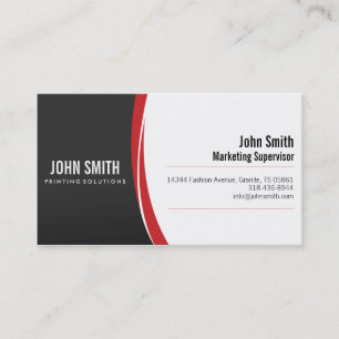 Berufliche Sleek Modern Red Grau Business Card Visitenkarte