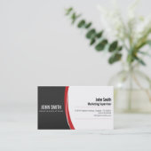Berufliche Sleek Modern Red Grau Business Card Visitenkarte (Stehend Vorderseite)
