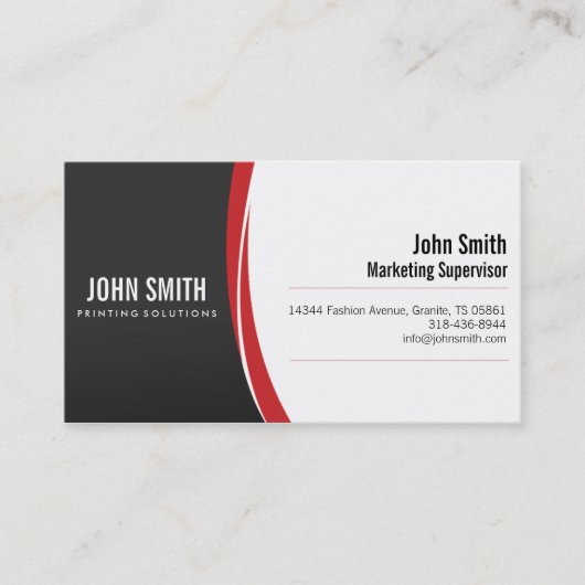 Berufliche Sleek Modern Red Grau Business Card Visitenkarte (Vorderseite)