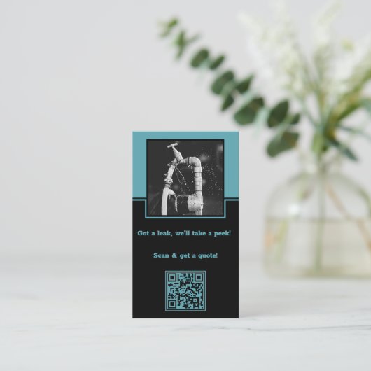 Berufliche Slogan Blue Plumber Business Card Treuekarte (Stehend Vorderseite)