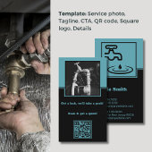Berufliche Slogan Blue Plumber Business Card Treuekarte