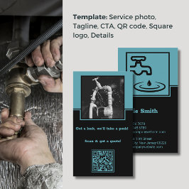 Berufliche Slogan Blue Plumber Business Card Treuekarte