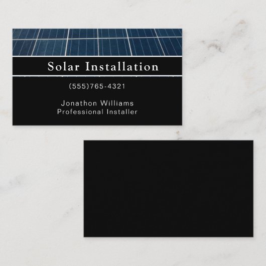 Berufliche Solarenergieinstallation Visitenkarte (Vorne/Hinten)