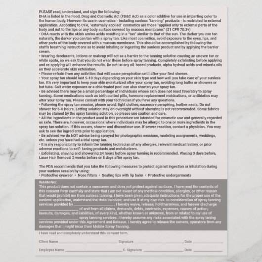 Berufliche Spray Tan Zustimmung Geschäftsplan Flyer (Hinten)