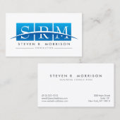 Berufliche stilisierte Monogramm in Blau Visitenkarte (Vorne/Hinten)