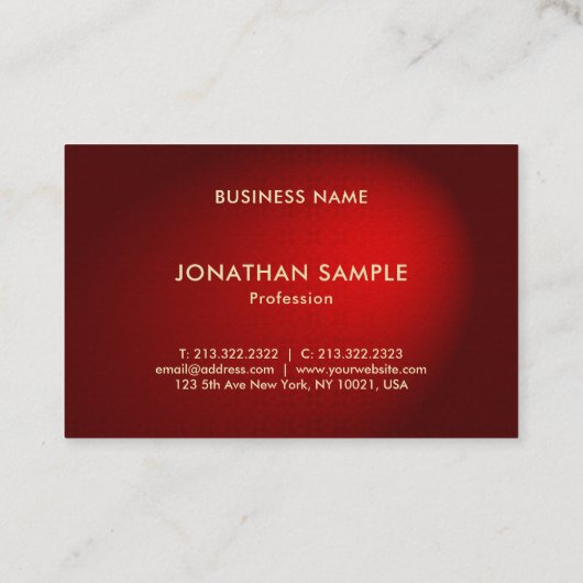 Berufliche, stilvolle Black Red Damask Luxus Cool Visitenkarte (Rückseite)