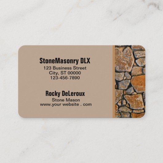 Berufliche Stonemason Rustikale Rock Border Visitenkarte (Vorderseite)