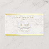 Berufliche Stylish Gold Text Marmorvorlage Visitenkarte (Rückseite)