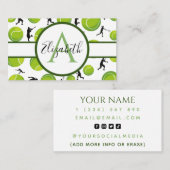 Berufliche Tennis Coach Monogram Social Media Visitenkarte (Vorne/Hinten)