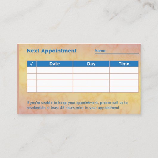 Berufliche Termine Geschäftskarten (Rückseite)