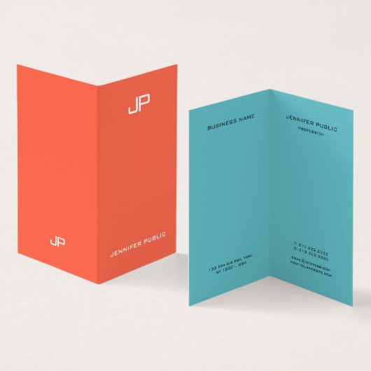 Berufliche Trendy Elegante Farben Mit Monogramm Visitenkarten (Innenseite und Außenseite)