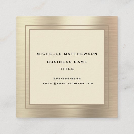 Berufliche trendy Gold Beauty Modern Quadratische Visitenkarte (Rückseite)
