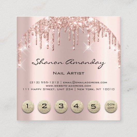 Berufliche Tropfen 6 Farbdrucke für CustomLogo-Ros Quadratische Visitenkarte (Rückseite)