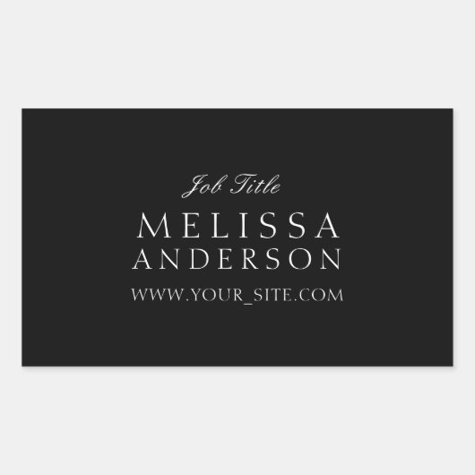 Berufliche Typografie-elegantes Schwarzes Rechteckiger Aufkleber (Vorderseite)