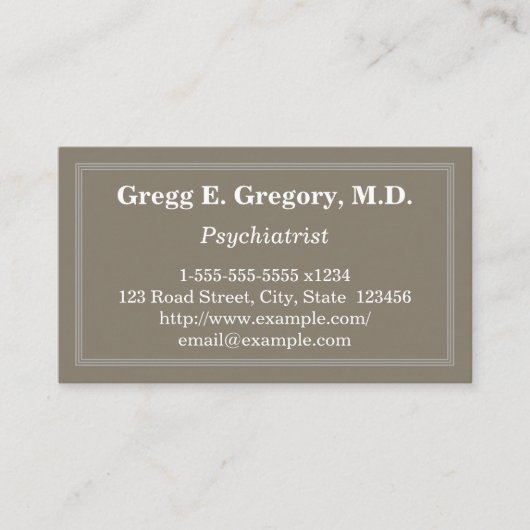 Berufliche u. einfache Psychiater-Geschäfts-Karte Visitenkarte (Vorderseite)