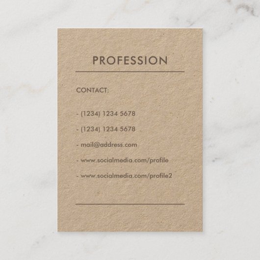 Berufliche unbedeutende Art Visitenkarte (Rückseite)