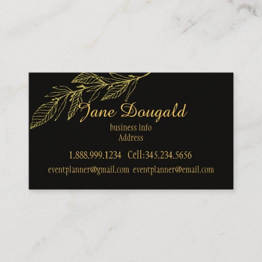 Berufliche und dennoch elegante Schwarze Gold Visitenkarte (Vorderseite)