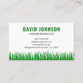 Berufliche und kostengünstige Rasenpflege Hohe Qua Visitenkarte (Rückseite)