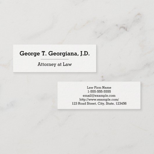 Berufliche und minimale Anwaltskarte Mini Visitenkarte (Vorne/Hinten)