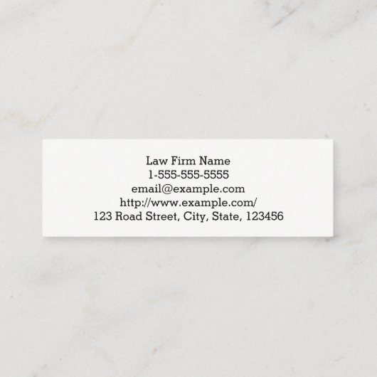 Berufliche und minimale Anwaltskarte Mini Visitenkarte (Rückseite)