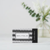 Berufliche und moderne Schwarz-weiße Zickzack Visitenkarte (Stehend Vorderseite)