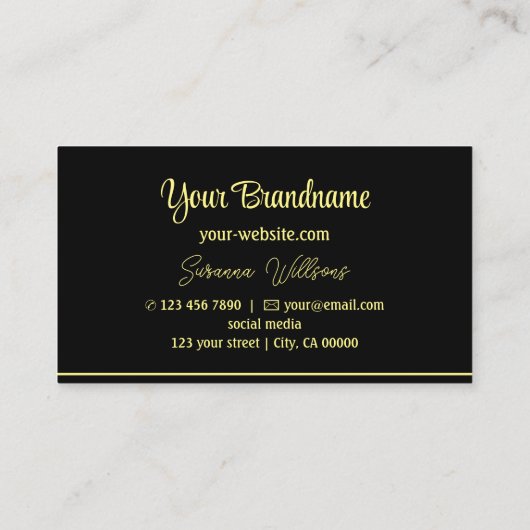 Berufliche und stilvolle schwarzgelbe Streifen Visitenkarte (Rückseite)