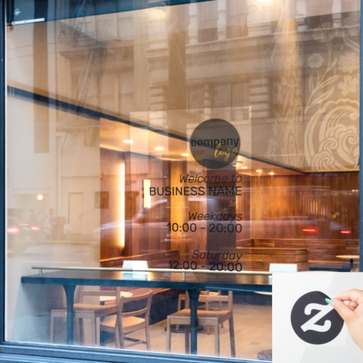 BERUFLICHE UNTERNEHMENSEIGENE LOGO-SIGN-ÖFFNUNGSST FENSTERAUFKLEBER (Café-Fenster)