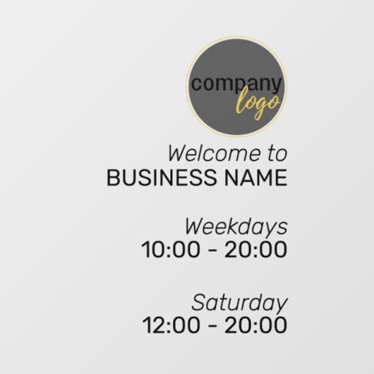 BERUFLICHE UNTERNEHMENSEIGENE LOGO-SIGN-ÖFFNUNGSST FENSTERAUFKLEBER (Blatt)