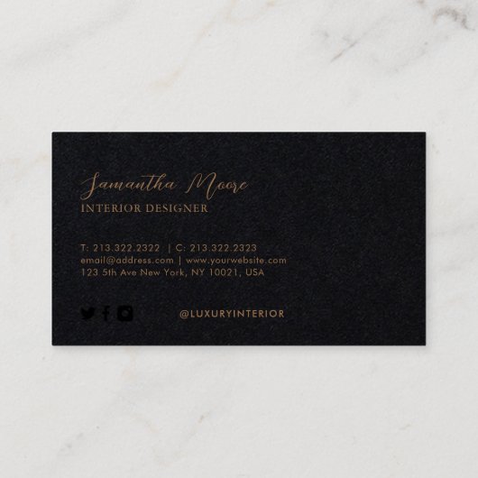 Berufliche Unterschrift in Schwarz und Braun Visitenkarte (Rückseite)