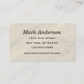 Berufliche Visitenkarte (Rückseite)