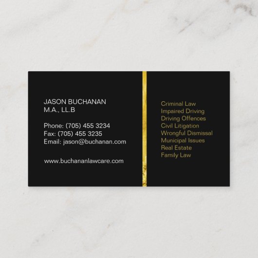 Berufliche Visitenkarte (Rückseite)