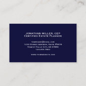 Berufliche Visitenkarte (Rückseite)