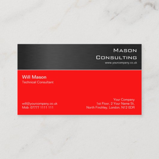 Berufliche Visitenkarte aus schwarzem Stahl (Vorderseite)