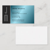 Berufliche Visitenkarte für Black Aqua Monogram (Vorne/Hinten)