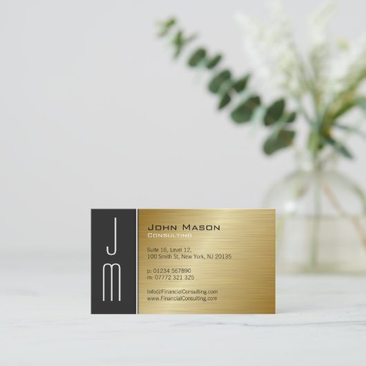 Berufliche Visitenkarte für Black Brushed Gold (Stehend Vorderseite)